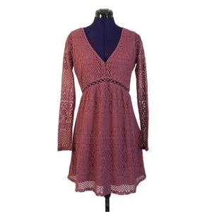 Hollister Pink Lace Long Sleeve Dress